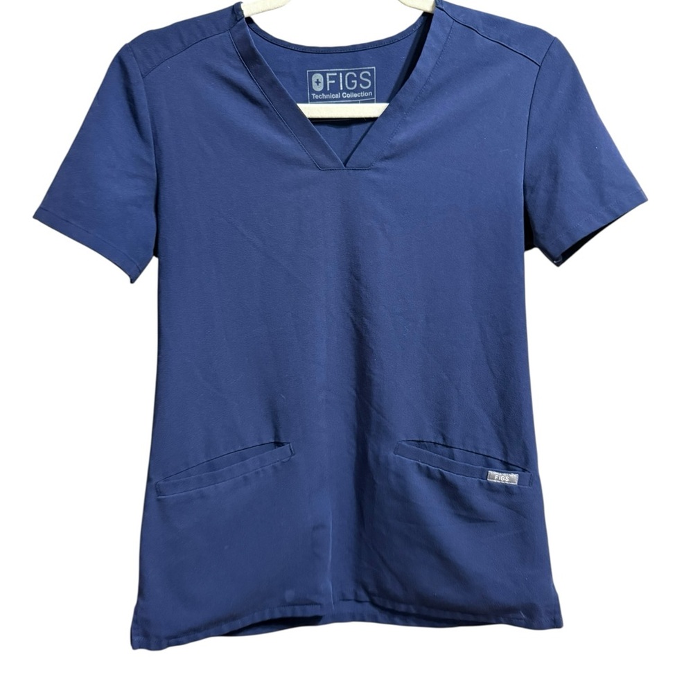 Figs Deep Navy Blue V-Neck Scrub Top Nurses Medical Provider Sz XXS